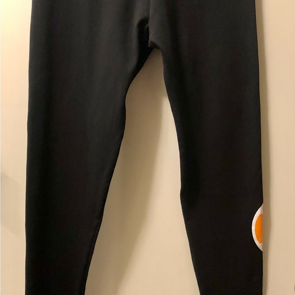 Ellesse Black Leggings with Orange Logo Accent